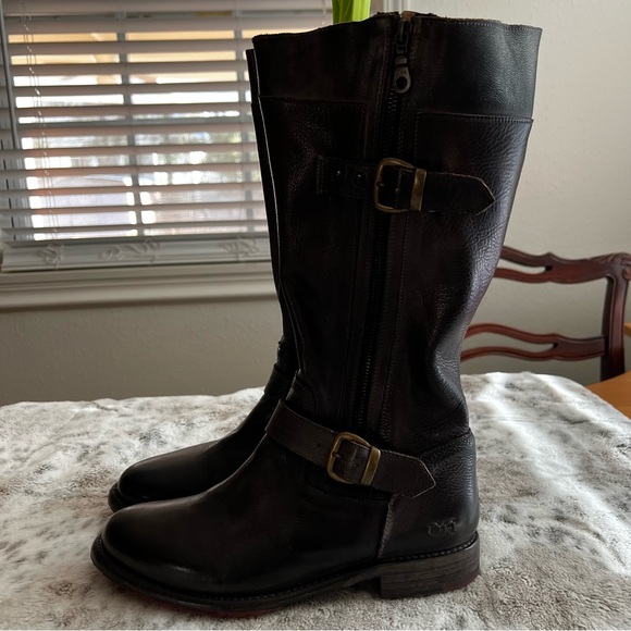 New Bed Stu GoGo Lug Wide Calf Leather Boots Black Rustic sz 9.5 - Picture 5 of 16